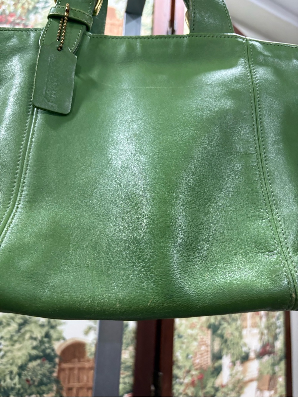 COACH VINTAGE WAVERLY LEATHER TOTE BAG 4133 LEAF GREEN - Picture 6 of 8